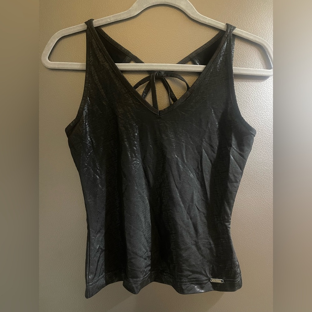 Guess Shimmering Black Top w/Tie Back